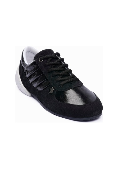 Kadın Süet Sneaker Metalik Detaylı Günlük Spor Ayakkabı Telora Siyah Siyah