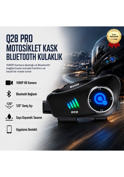 Q28 Pro Motosiklet Kask Bluetooth Kulaklık 1080p Kamera Destekli-1279