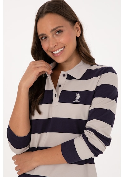 U.S. Polo Assn. Kadın Mürdüm Çizgili Polo Yaka Sweatshirt 50314207-VR074