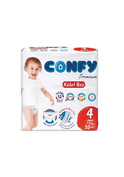 Confy Premium Külot Bebek Bezi 4 Numara Maxi 30 Adet