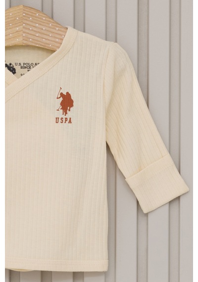 U.S. Polo Assn. Kız Bebek Krem Hastane Çıkışı %100 Pamuk 5'li Zıbın Set 50322841-VR071