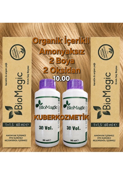 Biomagic 10.00 Açık Sarıorganik İçerikli Amonyaksız Kalıcı Saç Boyası 2 Boya 2oksidan