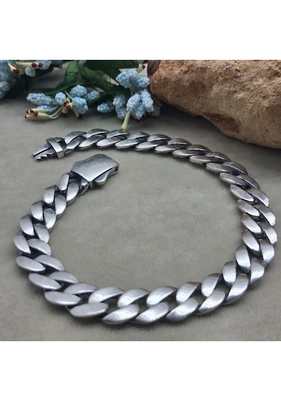 925 Ayar Gümüş Özel Kutu Kilitli Gurmet Model Erkek Bileklik 8.75 Mm
