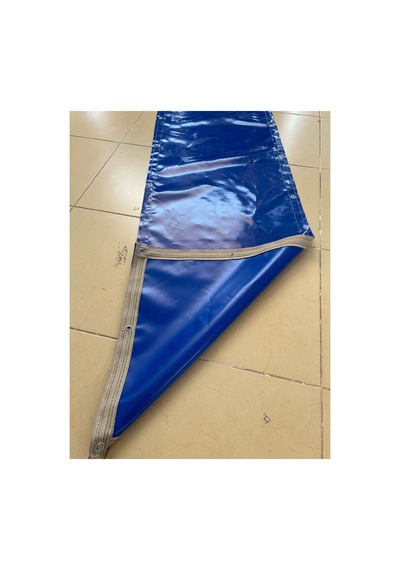 Mavi Balkon Brandası - 650 Gr Pvc Polyester - Kuşgözlü Ve Kolon Takviyeli Balkon Demiri Brandası Mavi