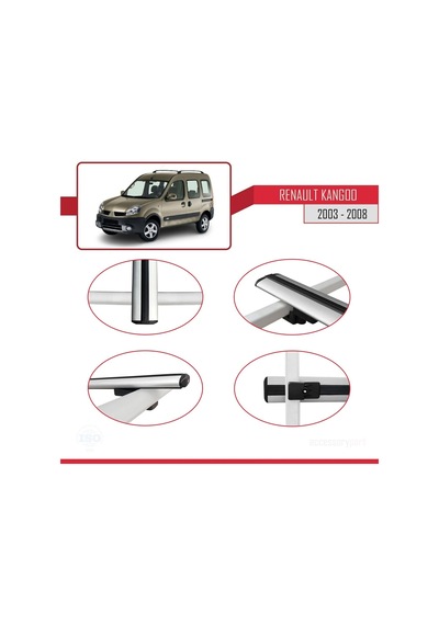 Renault Kangoo 2003-2008 Arası İle Uyumlu Basic Model Ara Atkı Tavan Barı Gri 3 Adet