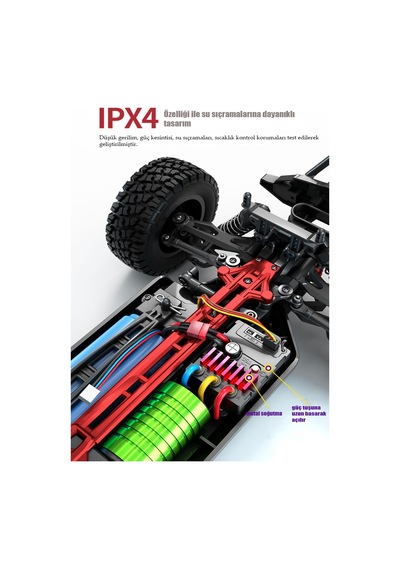 Mofy Baby Gantry Pro Fırçasız Motor Rc Uzaktan Kumandalı Araba 4wd 1:16 Metal İç Aksam 70km/h Şarjlı 4x4 Araç Kırmızı