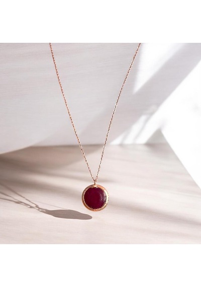 Bordo Kristal Taşlı Uzun Trend Kolye