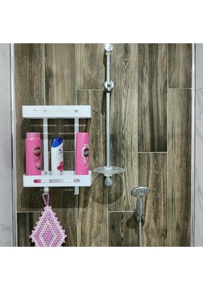 lyla concept TİTAN Banyo Duşakabin İçi Katlı Organizer Beyaz Şampuanlık