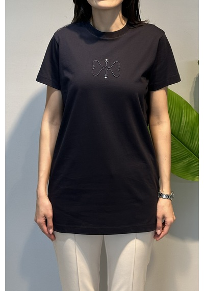 Missemramiss Pamuklu Nakışlı Tshirt Tunik 5360 Lacivert