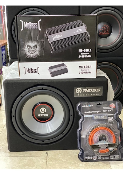 Reıss Paket 30cm Bass 1000w 250rms 2400w 4kanallı Anfi Kablo Seti