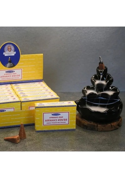 Satya Nag Champa Konik Tütsü- Backflow Cones Geri Akışkanlı Premium Natural Incense Cones 7 Chakra