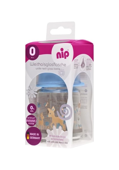 Nip Wide Neck Bottle 120 ML Antikolik Cam Biberon Erkek