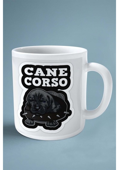 Cane Corso Italiano Köpek Isimli Kişiye Özel Baskılı Kupa Bardak Yavru Dikenli Tasma Çok Renkli
