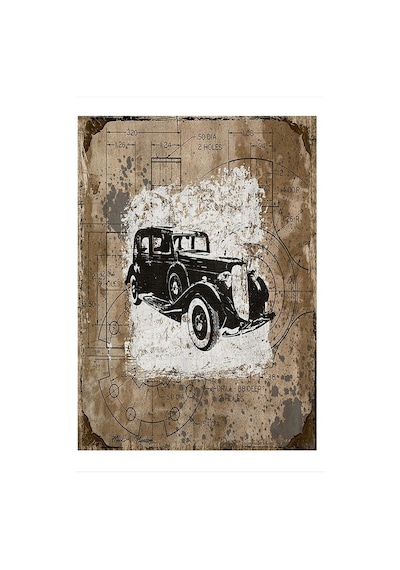 Bedeko Retro Klasik Araba Dekoratif Ahşap Tablo 35 Cm X 50 Cm