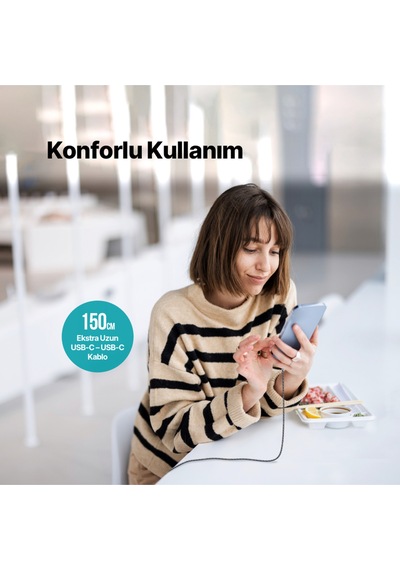 Ttec 2DK53UG Alumicable USB-C - USB-C 150 CM 100W PD/Qc Hızlı Şarj/Data Kablosu Uzay Grisi