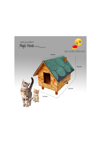 Su Geçirmez Büyük Kedi Evi 42 x 46 x 34 CM Çok Renkli