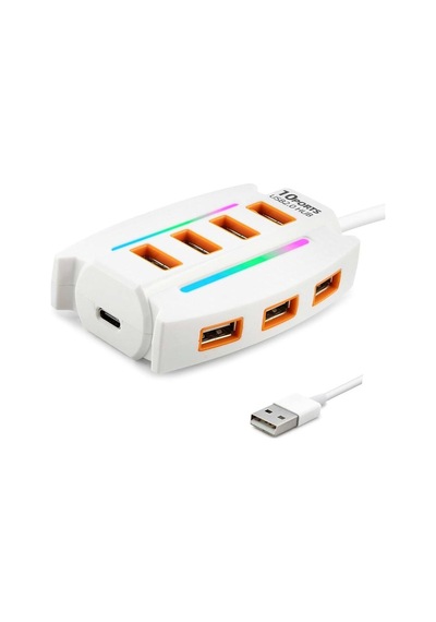 Usb Rgb Hub 10 Port 480 Mbps 1.2 M Beyaz Hdx7037 Evimdeyokyok