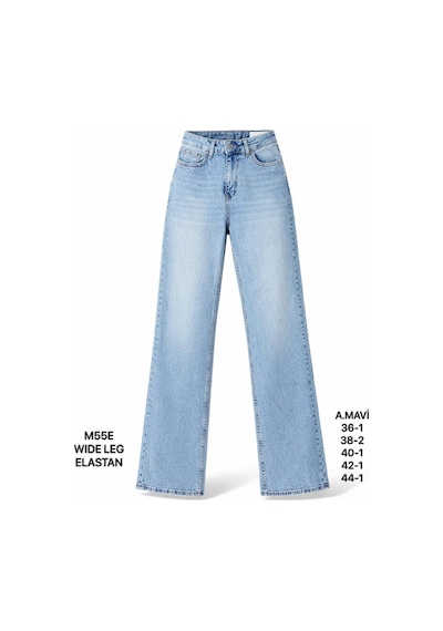 Miss Poem Kadın Açık Mavi Yüksek Bel Wide Leg Jean Pantolon A.mavi