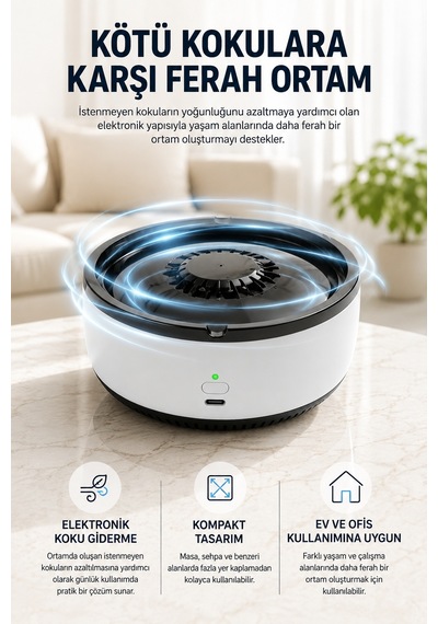 Küllük Duman Giderici Temizlenebilir Elektronik Pilli - Lisinya Beyaz