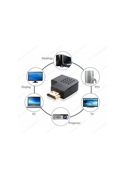 90 Derece Açılı Hdmı Erkek - Dişi Çevirici Adaptör