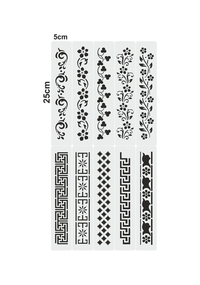 Kk Swords Stencil Tasarım Br054 30 Parça Bordür Set. Set65 Duvar, Eşya,kumaş,fayans Boyama Şablonları Tybrq0aadnıfh8j533