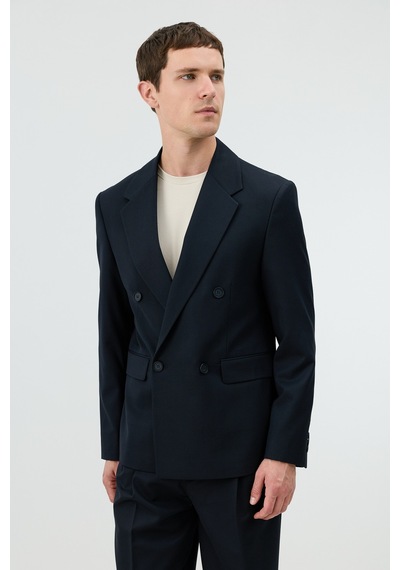 Antioch Relaxed Kruvaze Erkek Blazer Ceket Lacivert