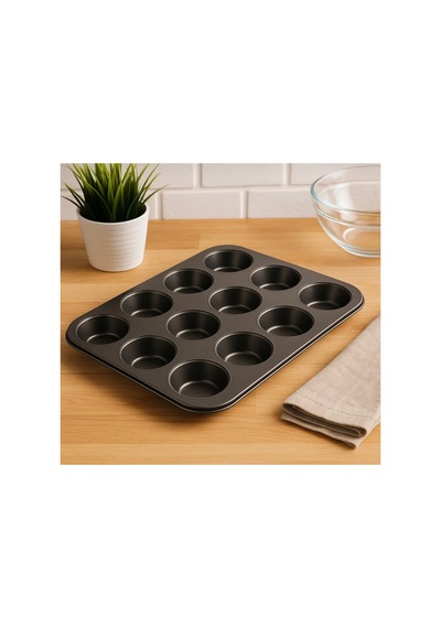 12 Li Muffin Kek Kalıbı,cupcake,browni Kabı Kek Kalıbı Muffin Kalıp Gri Gri