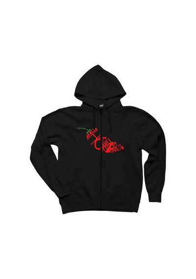Red Hot Chili Peppers Siyah Fermuarlı Kapşonlu Sweatshirt Siyah