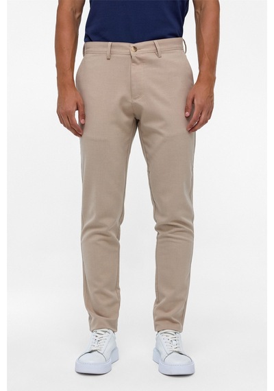Süvari Bej Slim Fit Desenli Kumaş Pantolon-38291 Bej