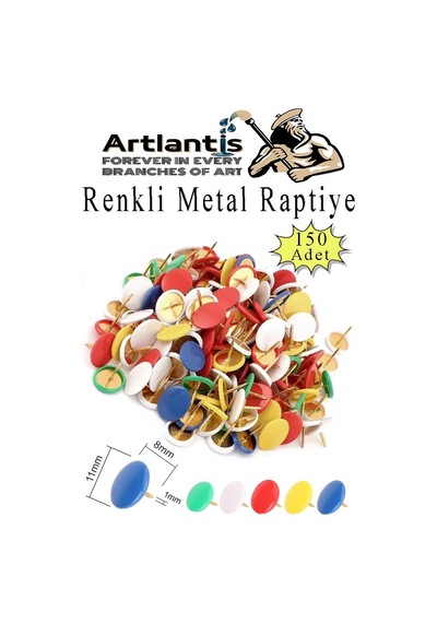 Renkli Raptiye 150 Adet 1 Paket Pvc Kaplı Başlıklı Raptiye Plastik Yuvarlak Düğmeli Raptiye Pano Okul Ofis Büro Ev