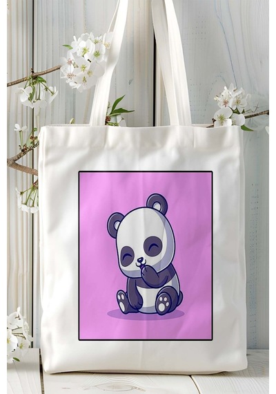 Art Hediye Panda Baskılı Omuz Çanta Kişiye Özel Model 2 Çok Renkli