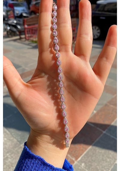 Gümüş Pembe Damla Taşlı Bileklik Dy56e23 Diğer