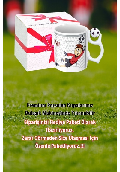 Siyah Beyaz Futbol Toplu Kaleci Baskılı-1 Taraftar İsimli Baskılı Kupa Bardak Beyaz
