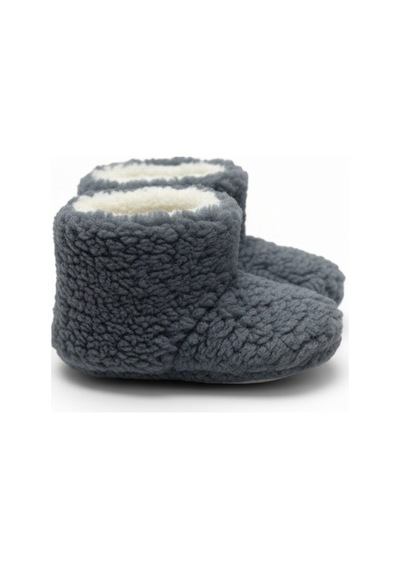 Balbeybi Unisex Gri Polar Çocuk Pandufu Yumuşak, Kaymaz, Tüylenmeyen Welsoft Patik Gri