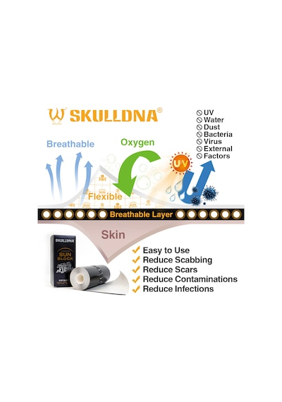 Skulldna Sun Block Dövme Sonrası Koruyucu Film Bant 15cm X 10m Siyah