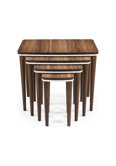 Ant Home Sahra 4 Lü Ceviz Zigon Sehpa Seti Lake Boyalı Modern Yan Sehpa