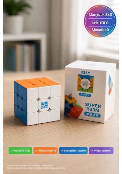 Moyu Super Rs3m 3x3 Manyetik Hız Küpü Stickerless 9 Kademeli Ayarlanabilir Speed Cube Mf8828 5,6 Cm