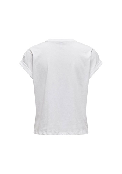 Only Beyaz Kadın Bisiklet Yaka T-shirt Beyaz