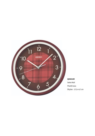 Seiko Qha016r Bordo Renkli Plastik Kasa Quartz Mekanizmalı Duvar Saati Çok Renkli