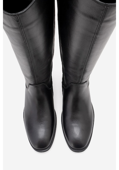 Luvishoes Ruız Siyah Cilt Hakiki Deri Streç Detaylı Kadın Çizme Siyah