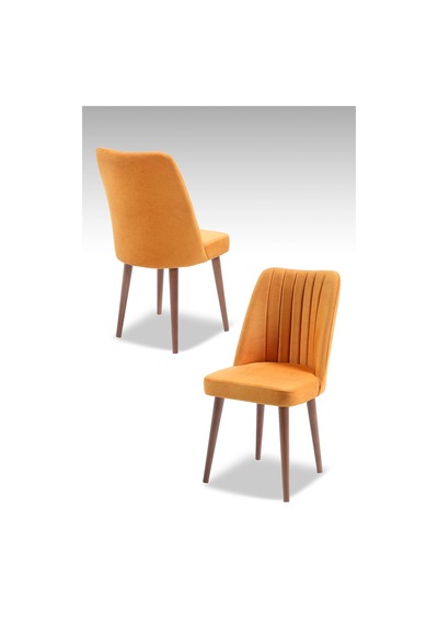 Polo Sandalye - Jerika Sarı - Ahşap Ceviz Ayak 4 Adet - Salon Sandalyesi / Mutfak Sandalyesi Sarı