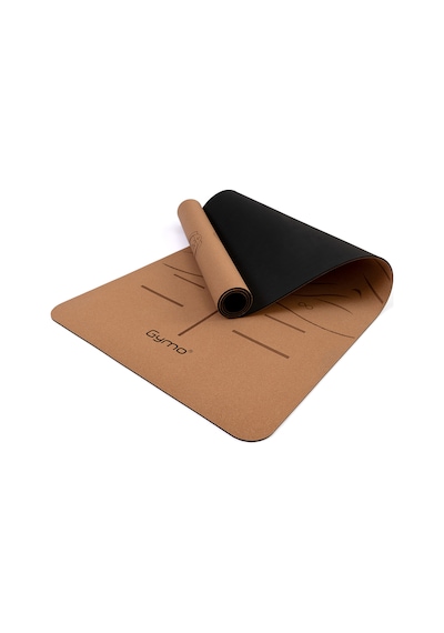 Gymo Pro Series Sembol Hizalamalı 5mm Doğal Mantar Cork Yoga Matı Pilates Minderi Kahverengi