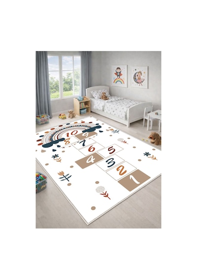 STY Home Seksek Çocuk Oyun Halısı Kaymaz Makinede Yıkanabilir Eğitici Bebek Ve Çocuk Odası Halısı Oyun69 Beyaz