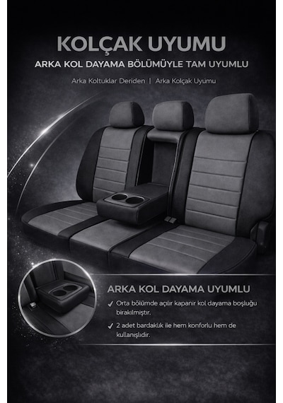 Hyundai Accent Era 2006-2011 Uyumlu Colorline Elegance Deri Füme Siyah Koltuk Kılıfı