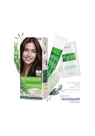 Nevacolor Natural Colors 4.7 Türk Kahvesi - Kalıcı Krem Saç Boyası Seti