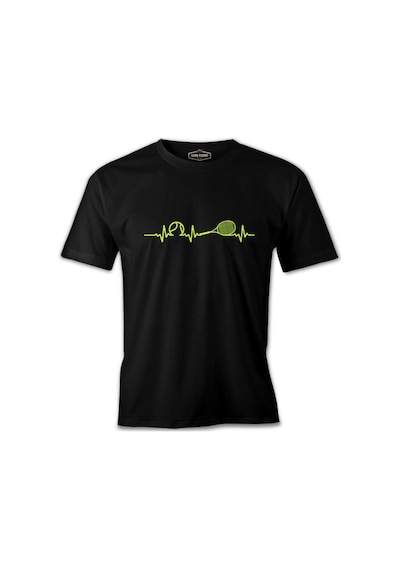 Tenis - Heartbeat Siyah Erkek Tshirt