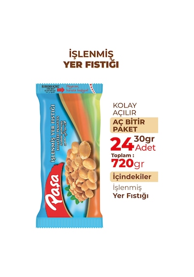 Paşa Kuruyemiş İşlenmiş Yer Fıstığı 24 x 30 G