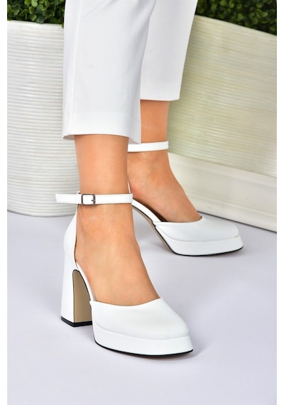 Fox Shoes Beyaz Kalın Platform Topuklu Kadın Ayakkabı M404100809