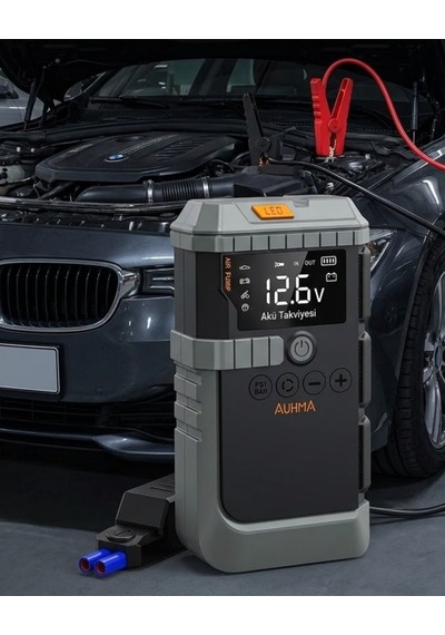 Taşınabilir Araç Çalıştırma Jump Starter Hava Pompası Dijital Basınç Göstergeli Güç Bankası Cn