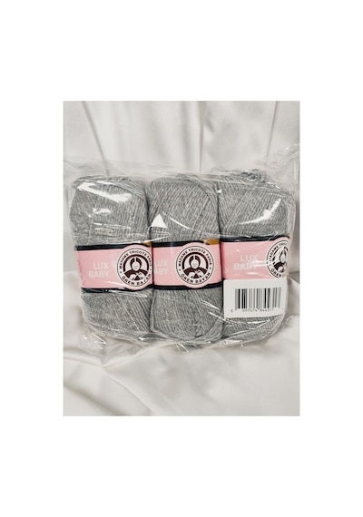 Lux Baby Gri El Örgü İpi Art No:3010 - Nm:3.4 - 100gr. 340mt. 3 Adet - Renk: 007